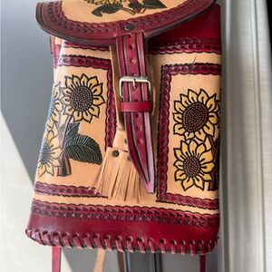 Sunflower Embossed Leather Backpack